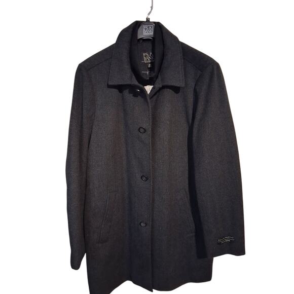 Jos A Bank Executive Men Size 42L Wool Herringbone Quilted Outerwear Career Coat - Picture 1 of 16